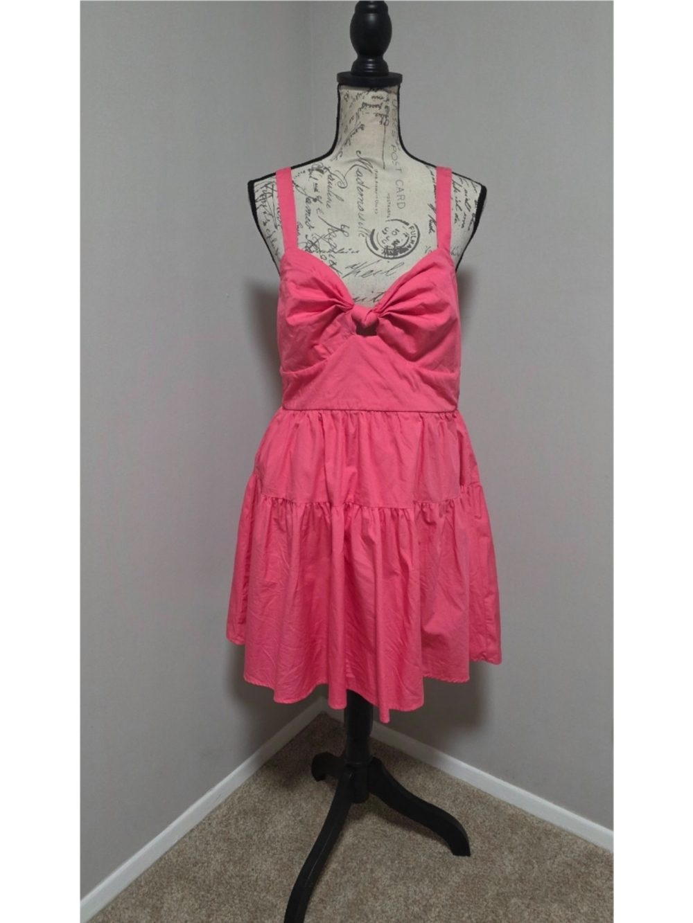 Trixxi Bright Pink Tie-Front Mini Dress